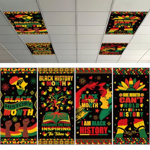 Huquary 4 Pcs Black History Month Ceiling Decorations for Classroom