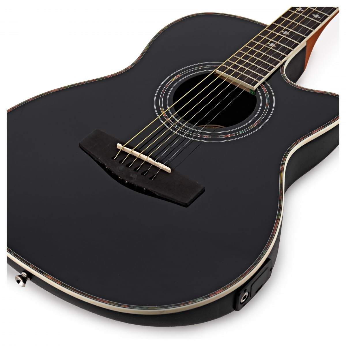 Pacchetto Completo con Chitarra Acustica Roundback di Gear4music Nero | Design Roundback Nero, Pickup e Accordatore K-2T Integrati, Corpo ABS Resistente al Feedback, Pacchetto Completo