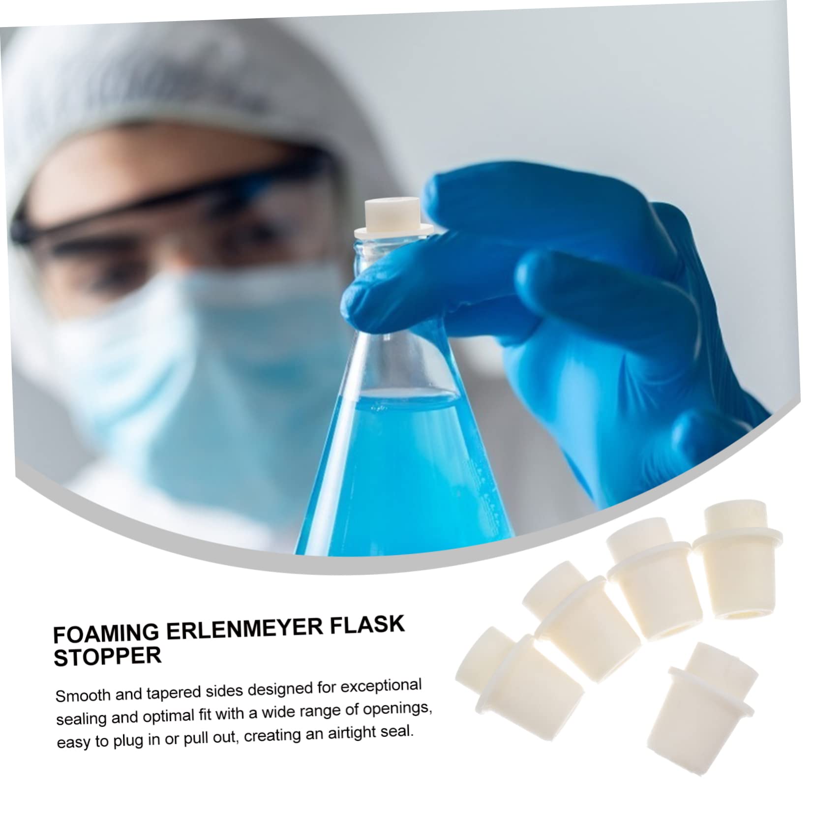 ULTECHNOVO 5 Pezzi Tappo Bottiglia in Silicone Beige, Tappo di Tenuta Resistente al Freddo e Non Corrosivo, Forma Rotonda per Provetta e Laboratorio