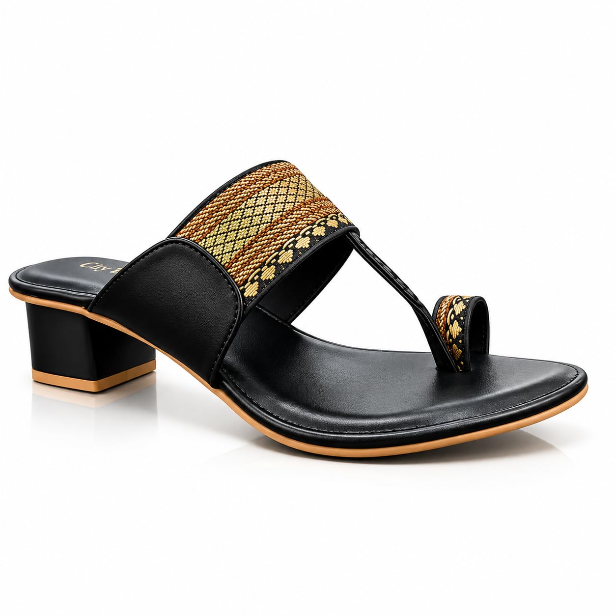 Women Handmade Stylish Chappal Kohl - KolhaPuri Leather Sandals Comfortable, Durable Footwear (Black)-picture-46