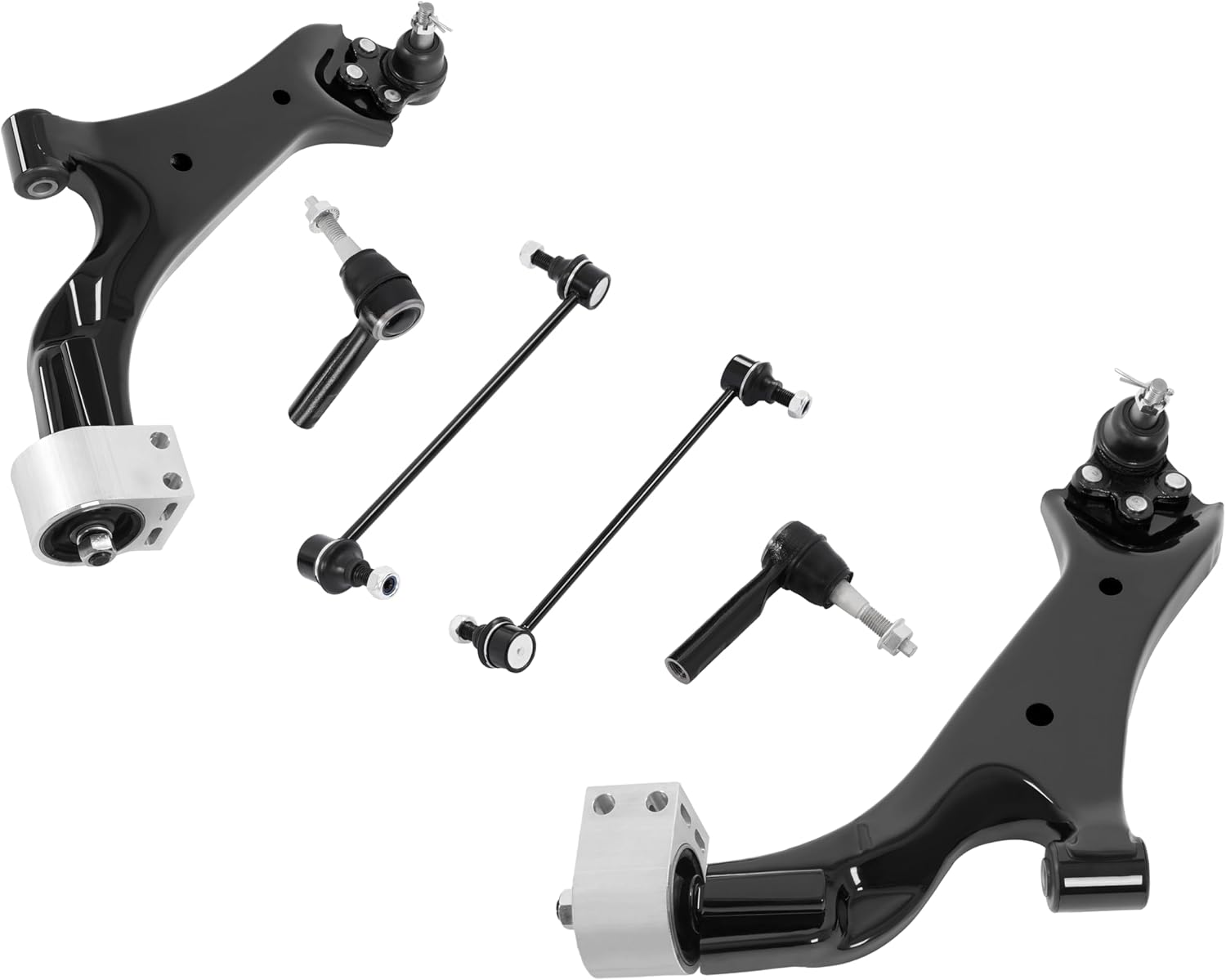 6 Pcs Front Suspension Kit Lower Control Arms Compatible with 2010-2017 Chevy Equinox & GMC Terrain w/Ball Joints, Sway Bar Links, Outer Tie Rods Replaces 524-157, 524-158, K750188