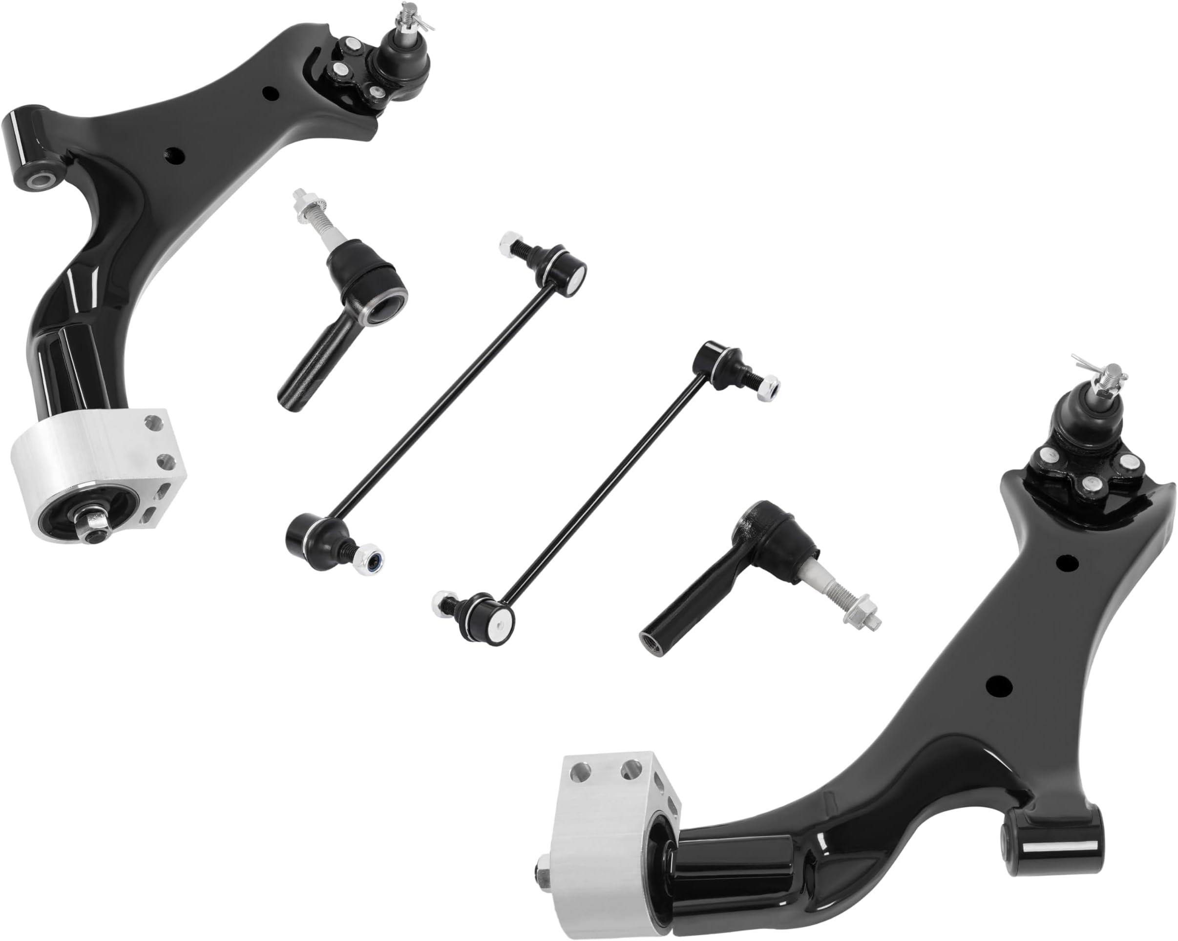 6 Pcs Front Suspension Kit Lower Control Arms Compatible with 2010-2017 Chevy Equinox & GMC Terrain w/Ball Joints, Sway Bar Links, Outer Tie Rods Replaces 524-157, 524-158, K750188