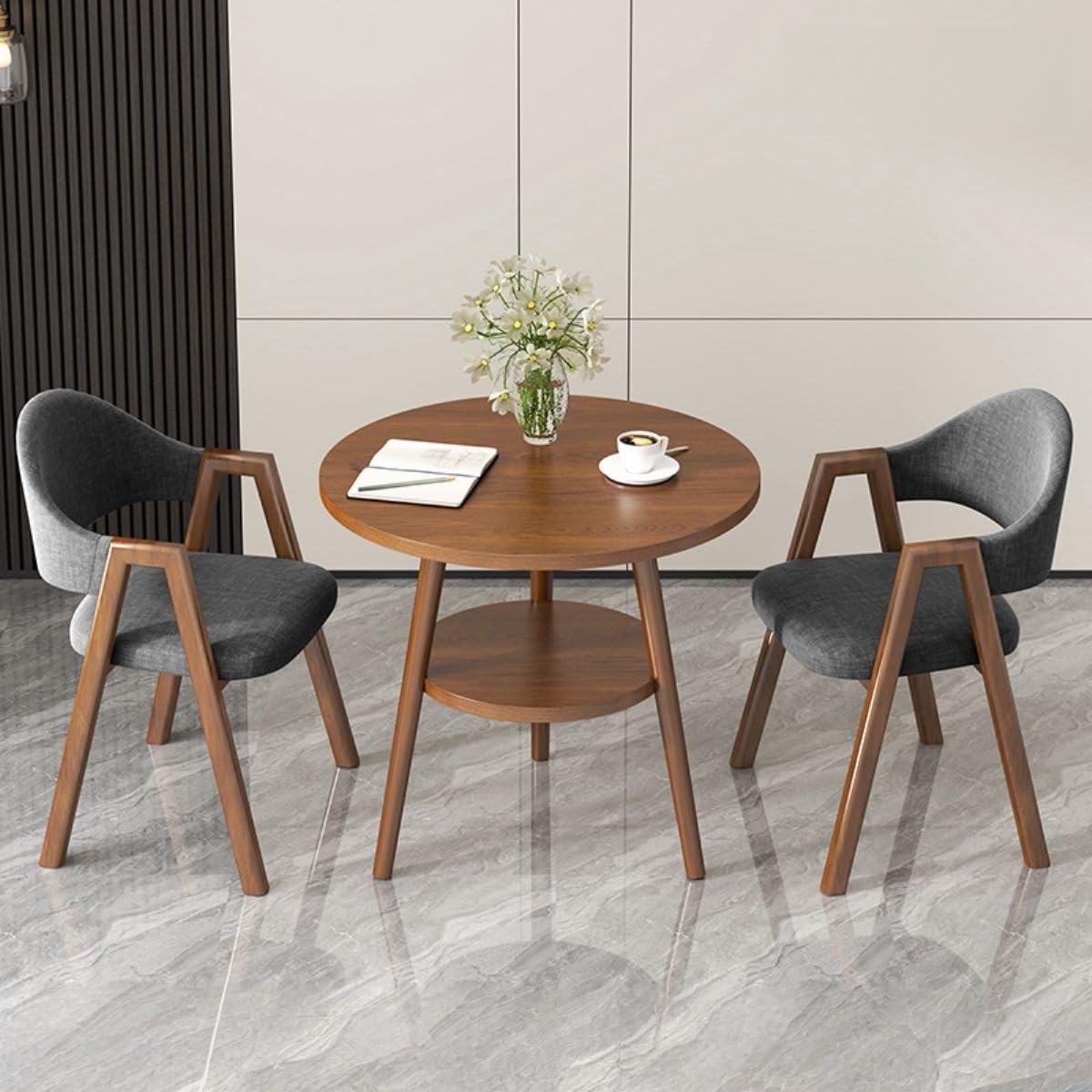 Office Reception Desk and Chair Set, Small Dining Table with Chairs, Business Coffee Leisure Table and Chair Set for Lounge, Living Room, Kitchen, Cafe, Small Spaces