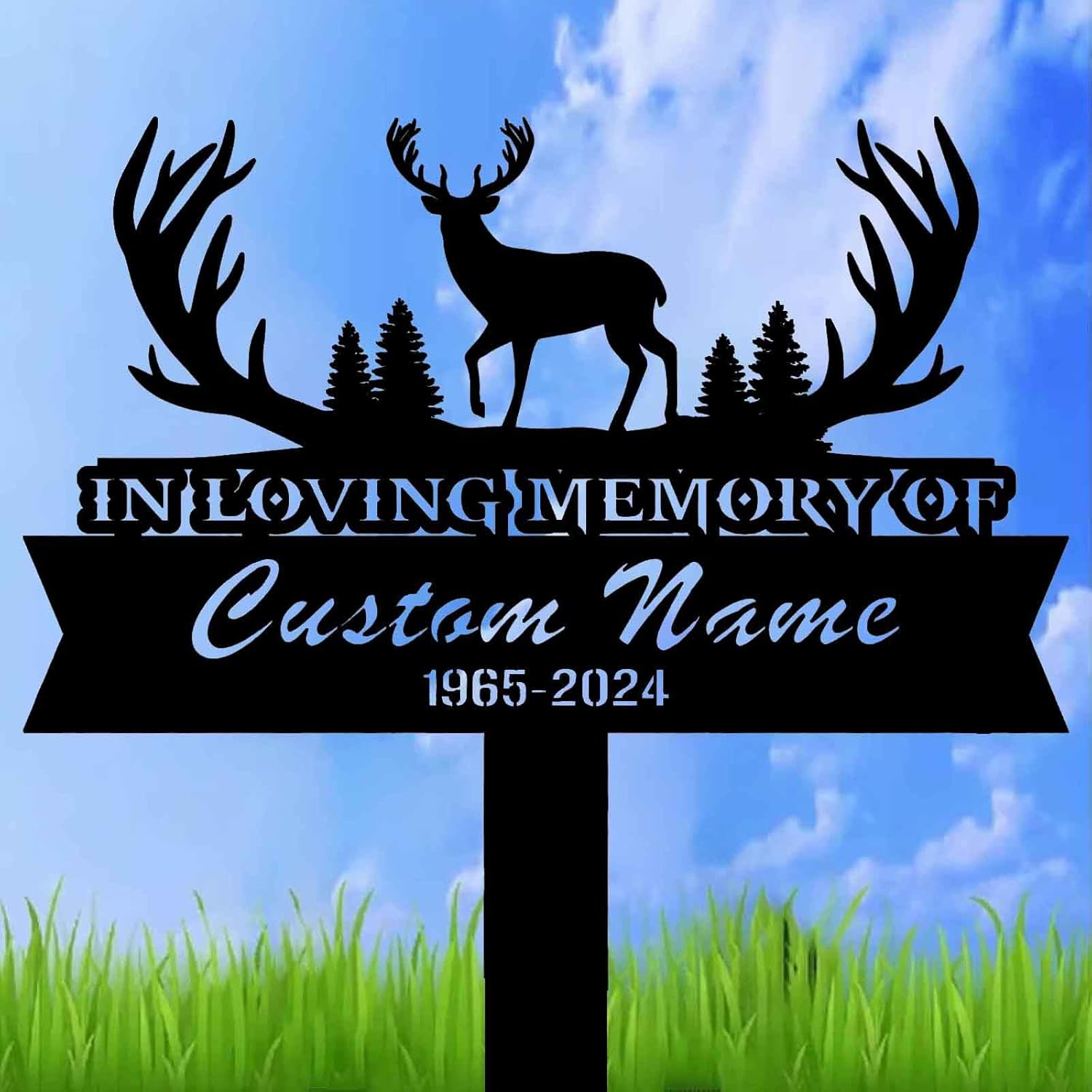Custom Metal Deer hunting Memorial Stake Sign,Personalized Hunter Metal Stake,Sympathy Sign,Grave Marker,Remembrance Stake, Hunter Memorial,Father's Day Gift