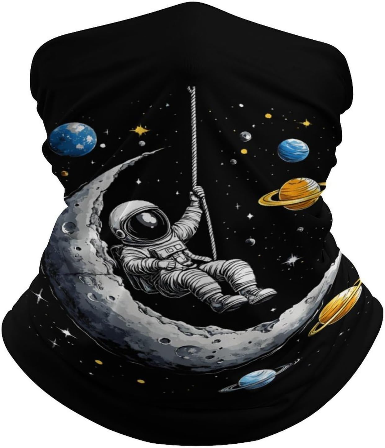 Astronaut Moon Swing Planets Spacees Galaxy Face Cover Neck Gaiters for Men Women Sun Protection Mask Scarf Hiking Bandana