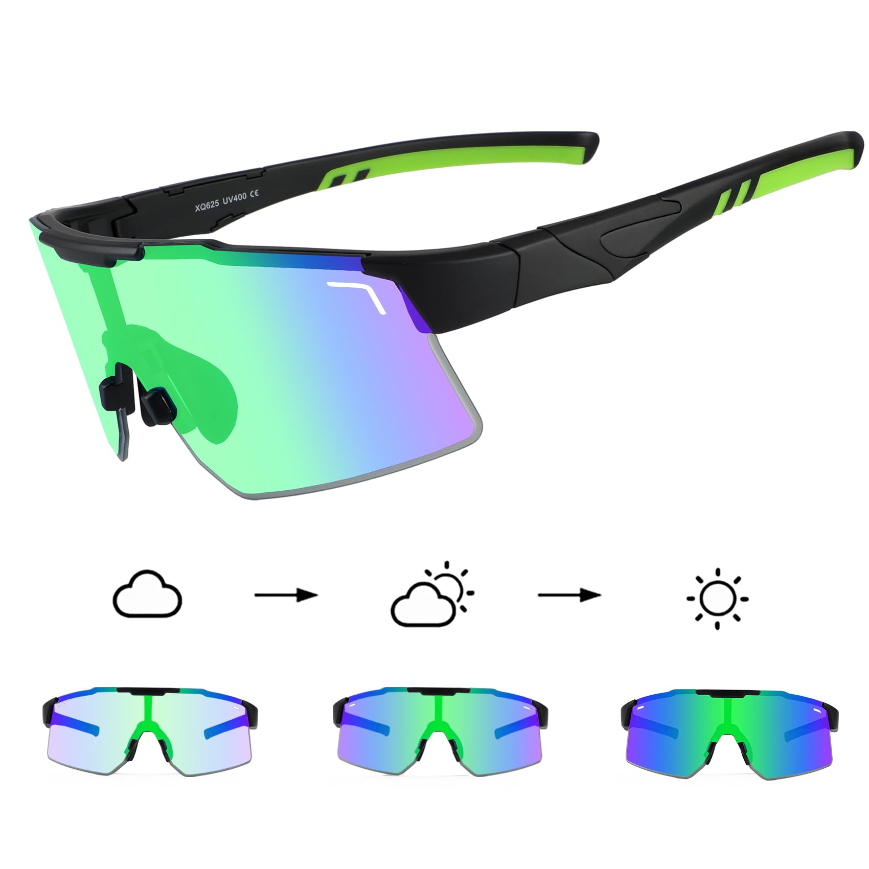 DUDUKING Occhiali da sole autocoloranti, polarizzati, da uomo, da donna, per ciclismo, corsa, golf, da baseball