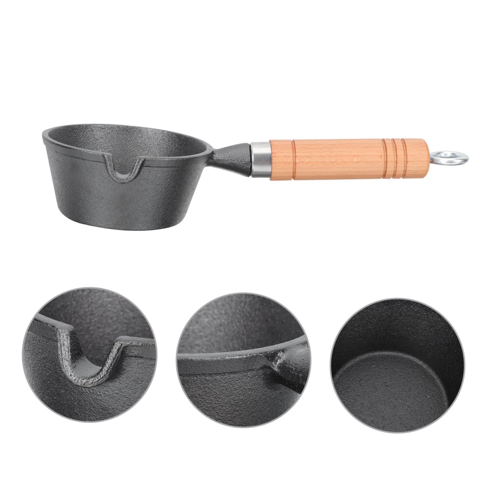 COLLBATH Kleiner Eisen Eierpfanne mit Holzgriff, Antihaft, Tragbar