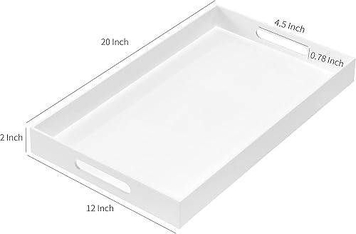 Miniatura 17 de Bandeja de acrílico transparente resistente con asas de 12 x 12 x 2 pulgadas de alto, a prueba de derrames, bandejas decorativas, organizador