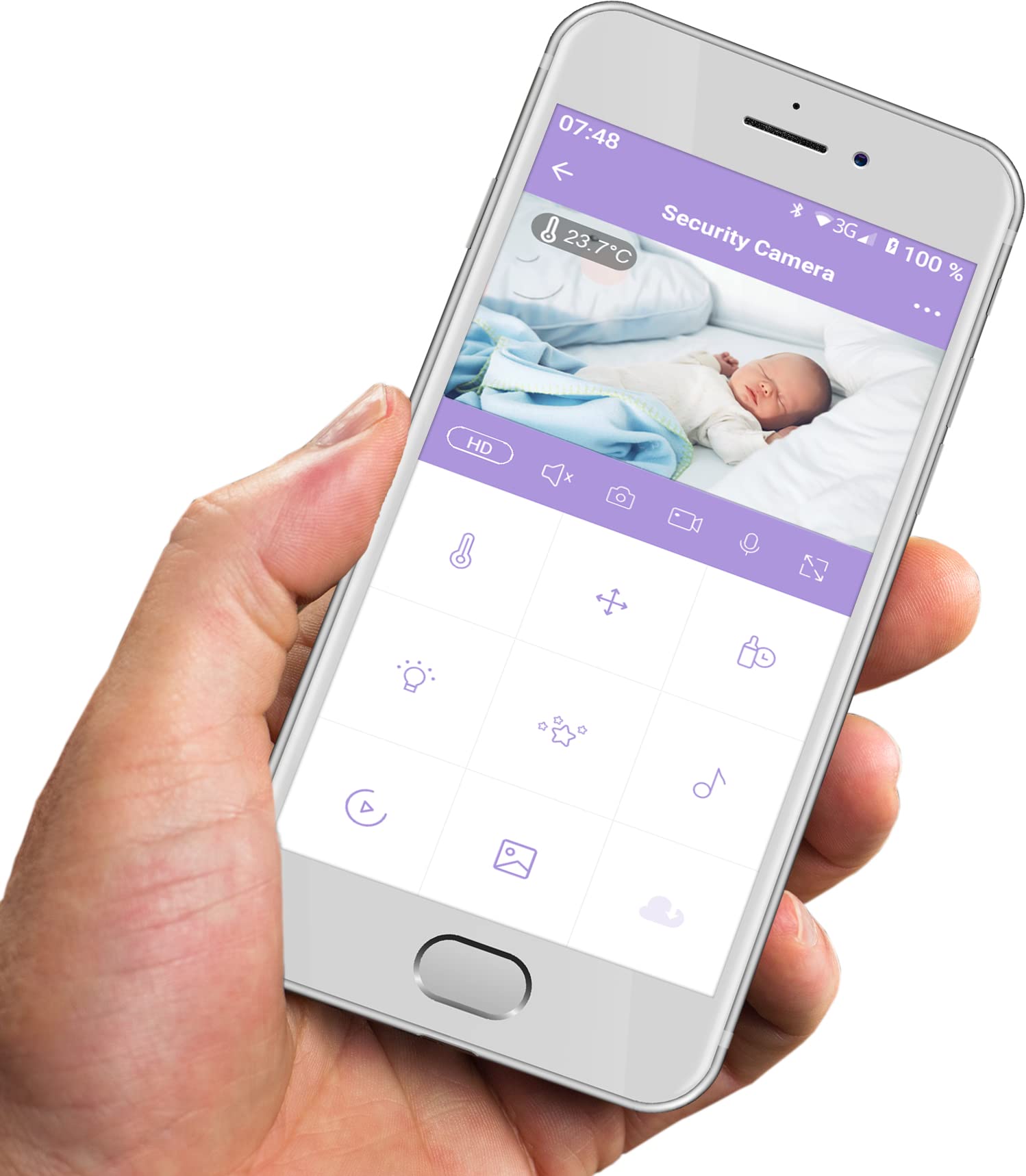 Babyruf BC2000 Babyphone avec caméra WiFi Full HD Image Transmission du Son Smartphone