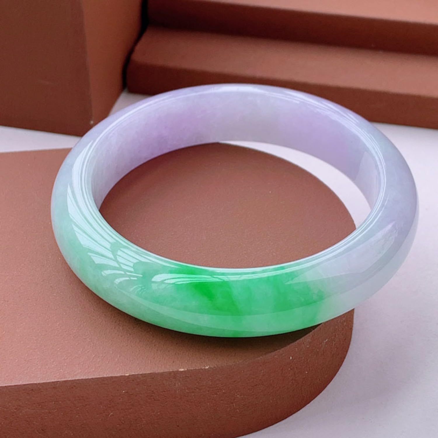 Gemstone Bracelet for Women Bangle, Natural Burmese Violet Spring Glutinous Gemstone Round Design, Thoughtful Gift for Daughter's Birthday