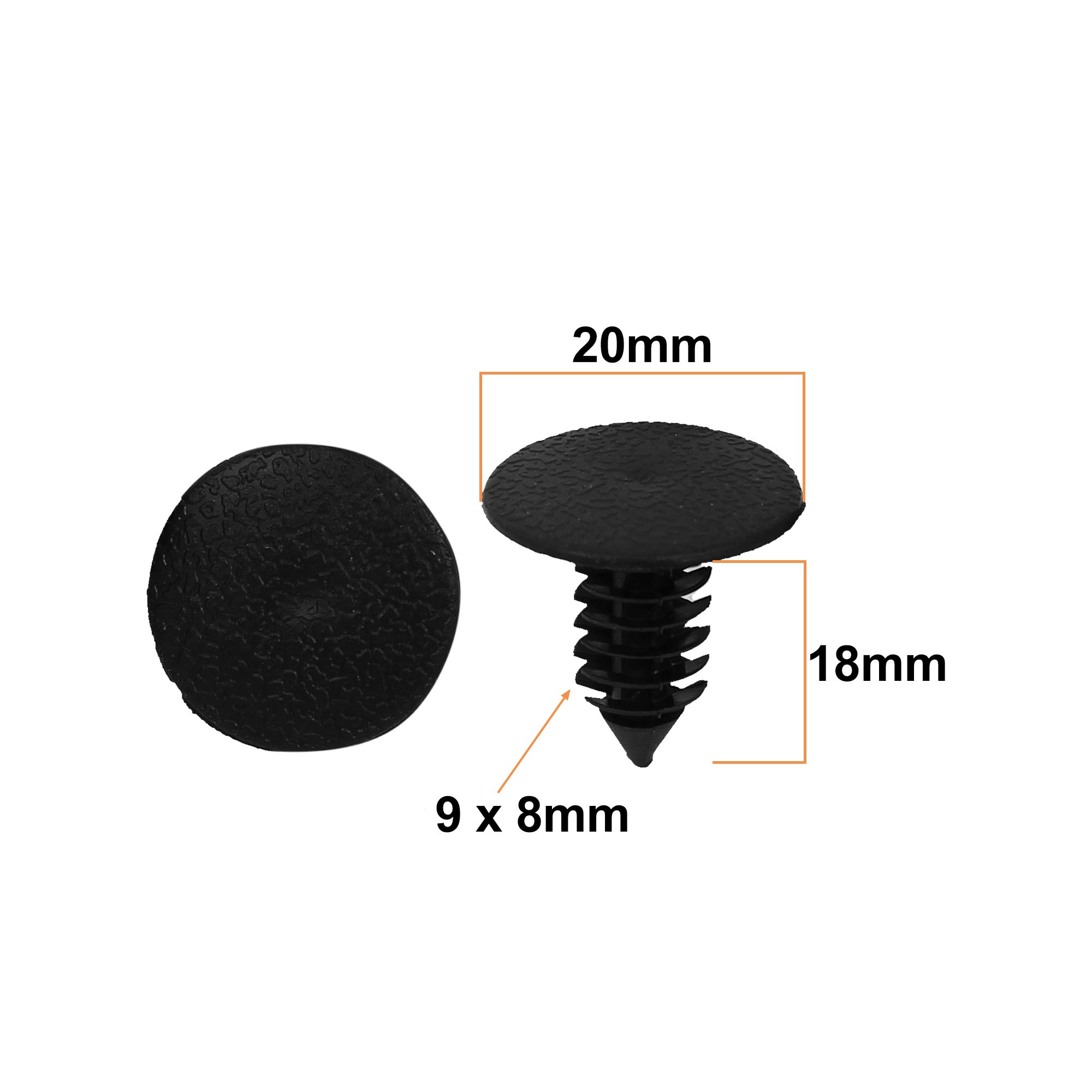 Lot De 100 Rivets Plastique 9x9mm Uxcell - Pour Fixation Pare-chocs, Tapis Voiture, Défender