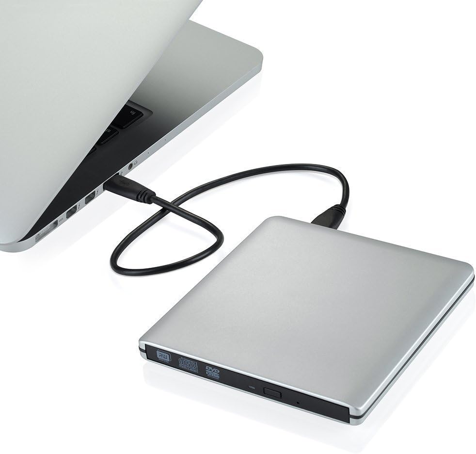 USB 3.0 External CD&DVD Drive Burner,VikTck Portable Ultra-Thin CD/DVD-RW Burner Writer Player for Laptop Notebook PC Desktop Computer,High Speed Data Support Windows XP/Vista/7/8/2000,Mac (Sliver)