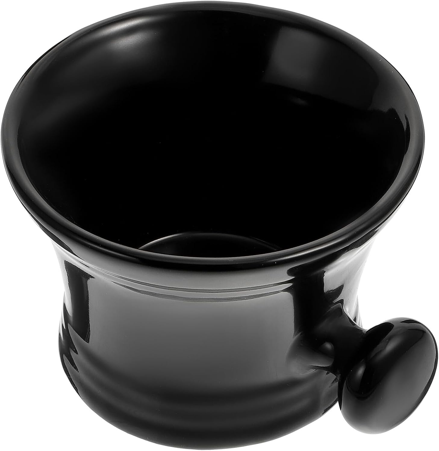 Black Ceramic Shaving Soap Bowl with Handle for Men Shaving Cream Foaming Container Simple Sturdy Soap Bowl and Beard Grooming