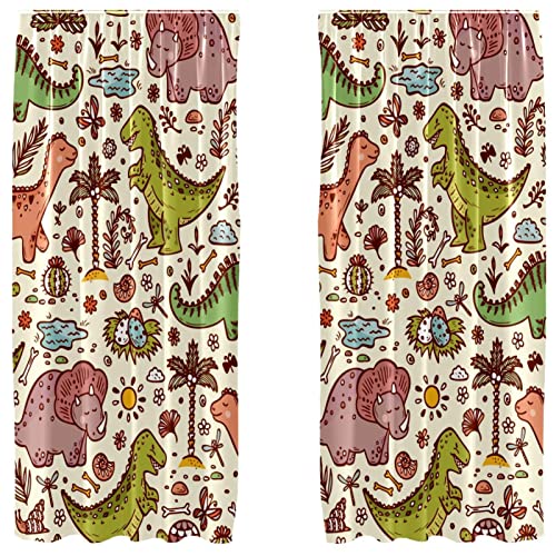 Cortinas para ventana de dormitorio juvenil de dinosaurio lindo, pack de 2 paneles de 55x84" 2