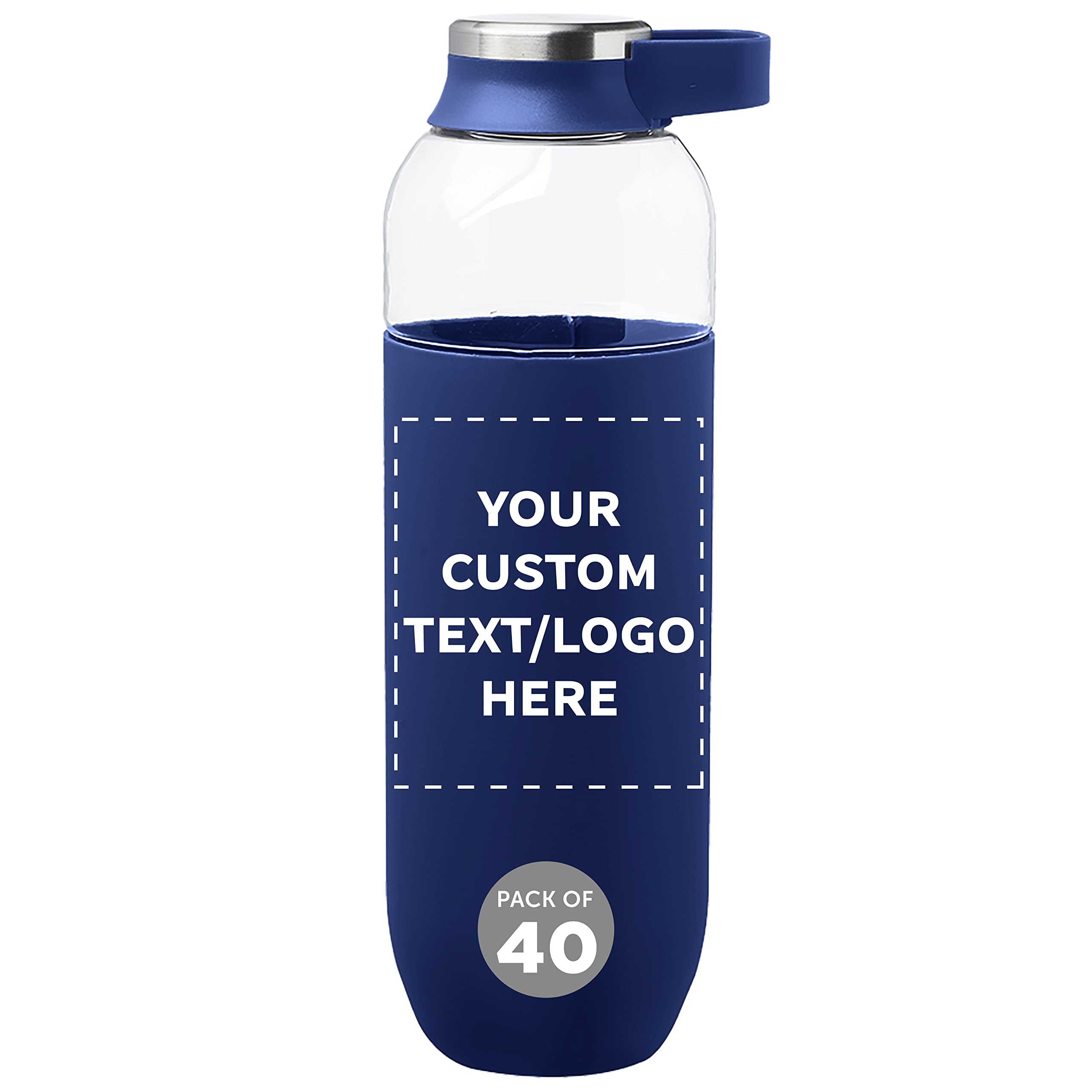 DISCOUNT PROMOS Custom Strike Plastic Water Bottles with Carrier Handle 27 oz Set of 40 Personalized Bulk Pack