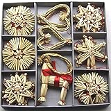 ScandinavianShoppe Straw Ornament Assortment - 34 pc, Natural, H1-1705