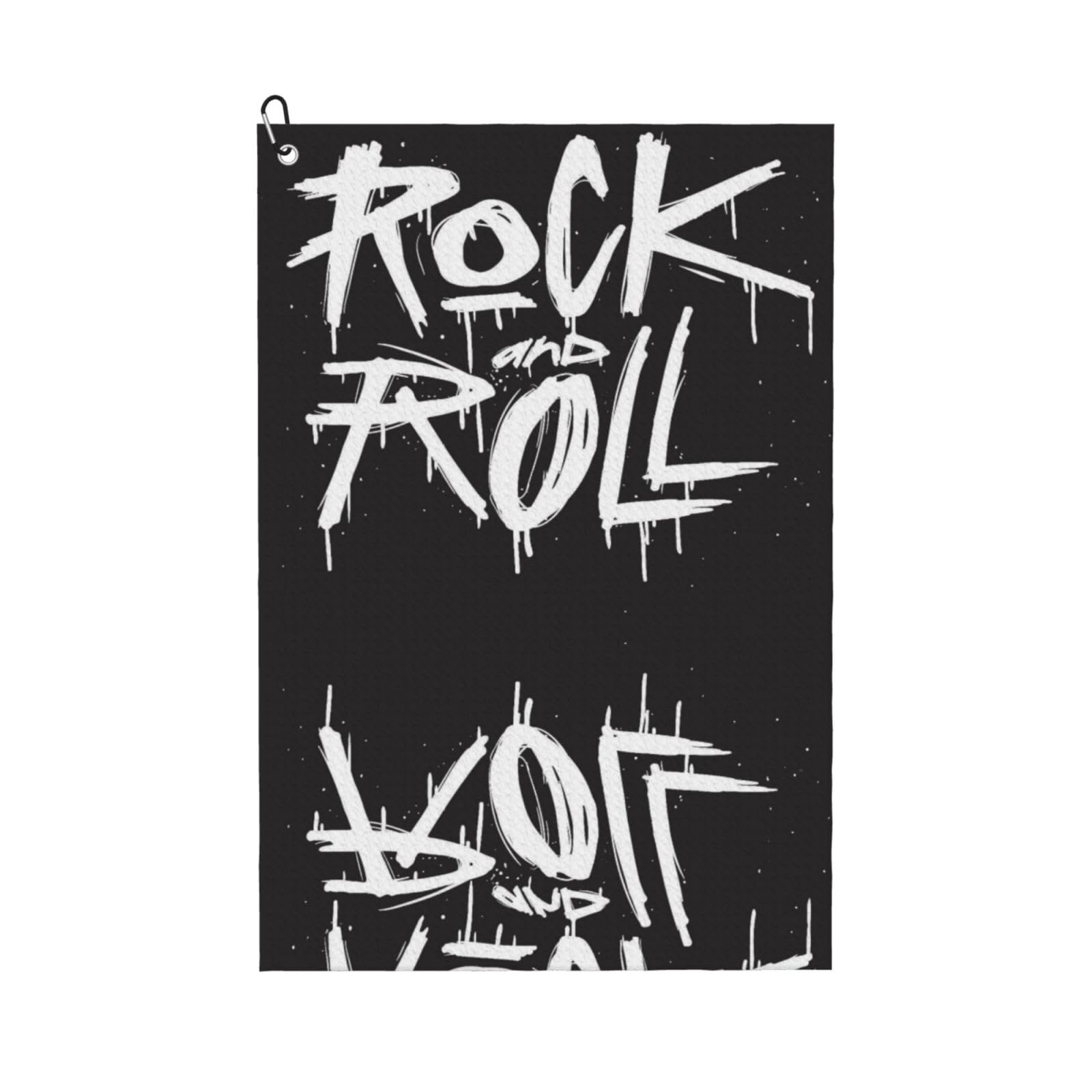 peiyeety Rock and Roll Microfiber Golf Towel with Carabiner Clip, 16x24 Inch Absorbent Waffle Weave Towel for Golf Bags