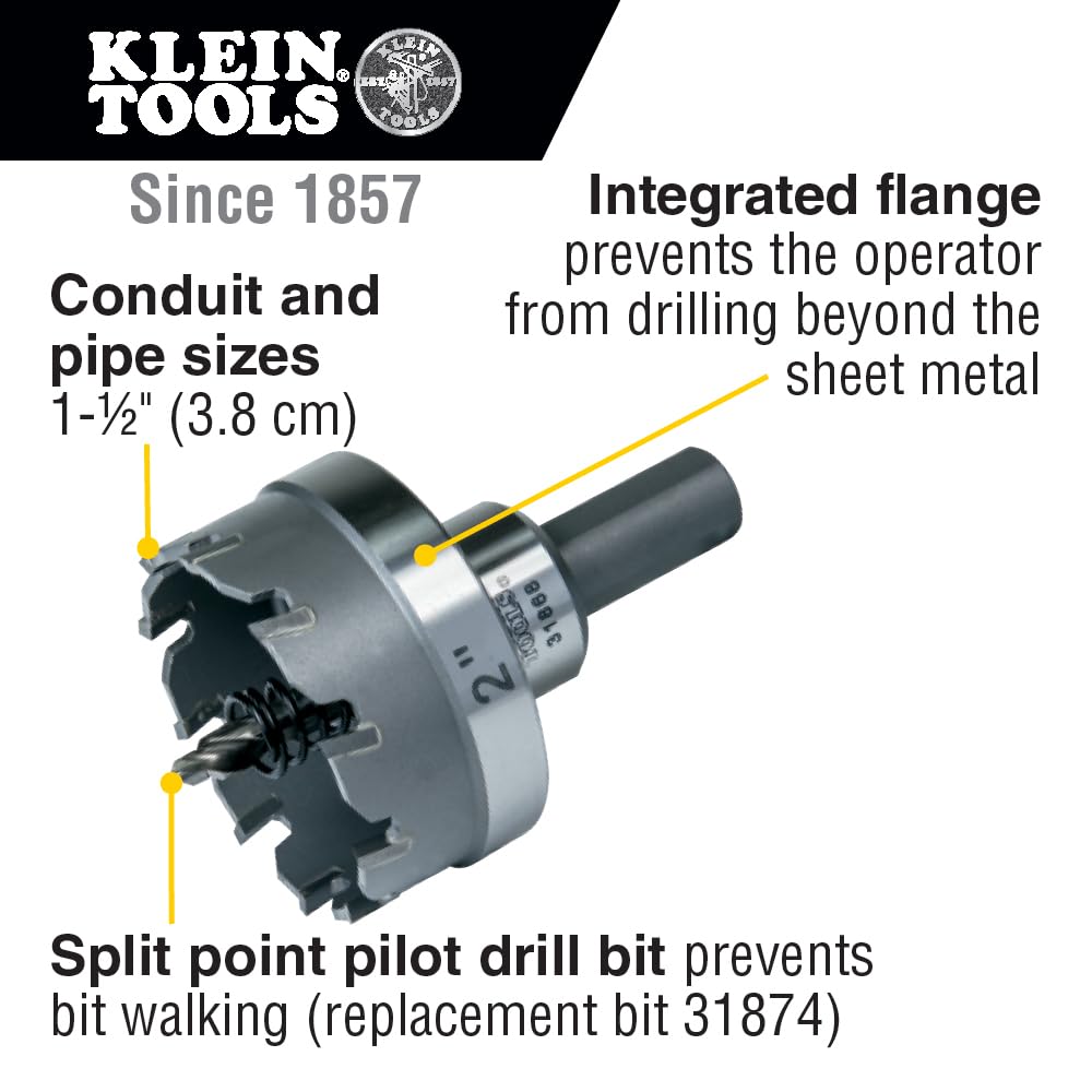 Klein Tools 31868 Carbide Hole Cutter, 2-Inch, Gray, 2 - Inch - Image 2