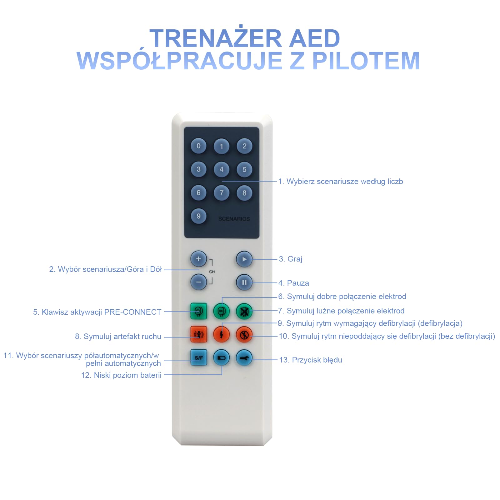 AED Trainer Portátil, Desfibrilador de Entrenamiento, DEA Trainer para Curso de SVB y DEA, Bilingüe Francés & Holandés, Desfibrilador Formacion con Control Remoto, 10 Escenarios (XFT-120C+)