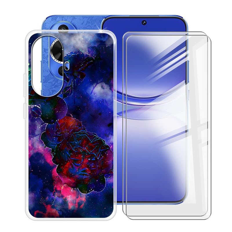 ZXLZKQ Custodia per Huawei nova 12s (6.7 ) + 2 X Pellicola in Vetro Tempera, Antiurto Antigraffio Protettiva Case Trasparente Morbido TPU Bumper Cover per Huawei nova 12s - Rosa nebbiosa