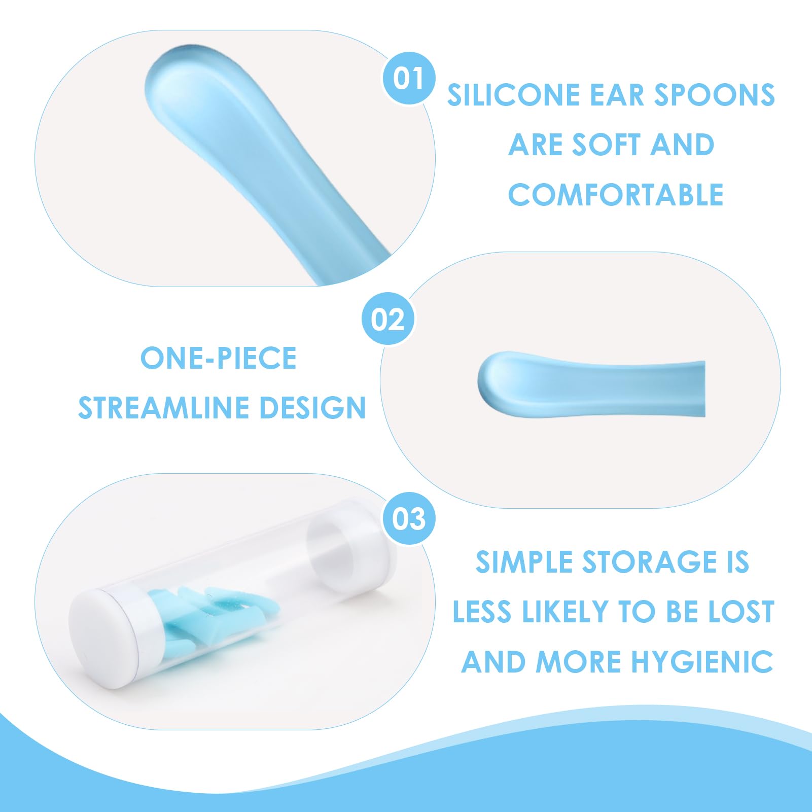 9PCS Silicone Ear Spoon Replacement Accessory Set, Ear Wax Remover Ear Cleaner Replacement Tips Soft Ear Scoop Cleaner Ear Wax Cleaning Tool Heads Otoscope Parts for Adults and Pets Supplies - Image 3