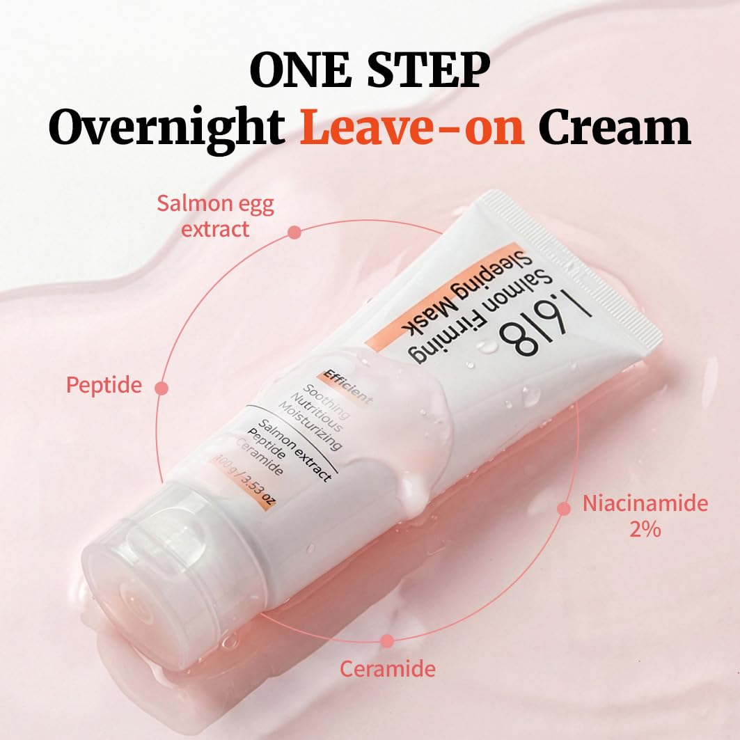 1.618 Salmon Firming Sleeping Mask 3.53oz - Korean Overnight Moisturizer Face Cream with Peptide, Vit-P, Beta Glucan, Centella Asiatica, Ceramide NP, Niacinamide, Adenosine, Trehalose - Image 2