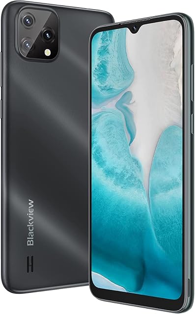 Blackview Mobile phone, A55 Android 11 Phone, 6.528 HD+ Display, 4780mAh Battery, 3-Card Slots Design, 4G Dual SIM Unlocked Smartphone, 8MP+5MP, MT6761V Processor, 3GB RAM 16GB ROM, Face ID - Black