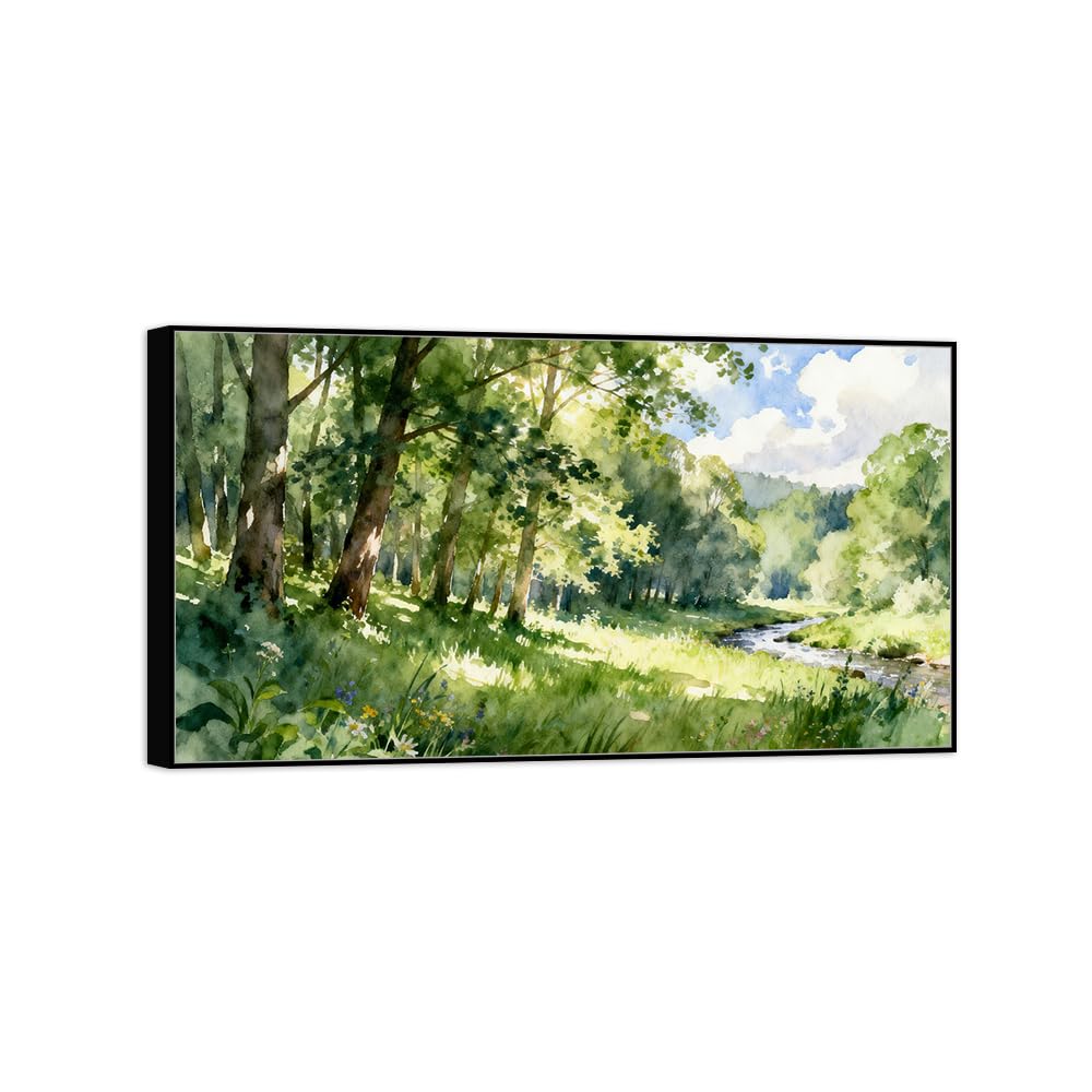 OZPWBVY Landscape Canvas Prints Tree. Home Decor 50x90cm Black Frame