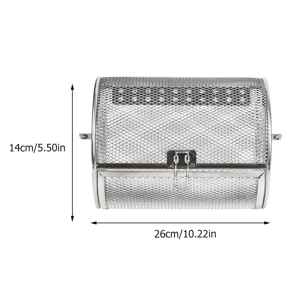 YARNOW Edelstahl Grillkäfig 8.66X5.51X5.51In BBQ Drehspieß Korb Rotierender Ofen-Grillkorb Für Nüsse Geflügel Familienfeier Küchenbratenwerkzeug