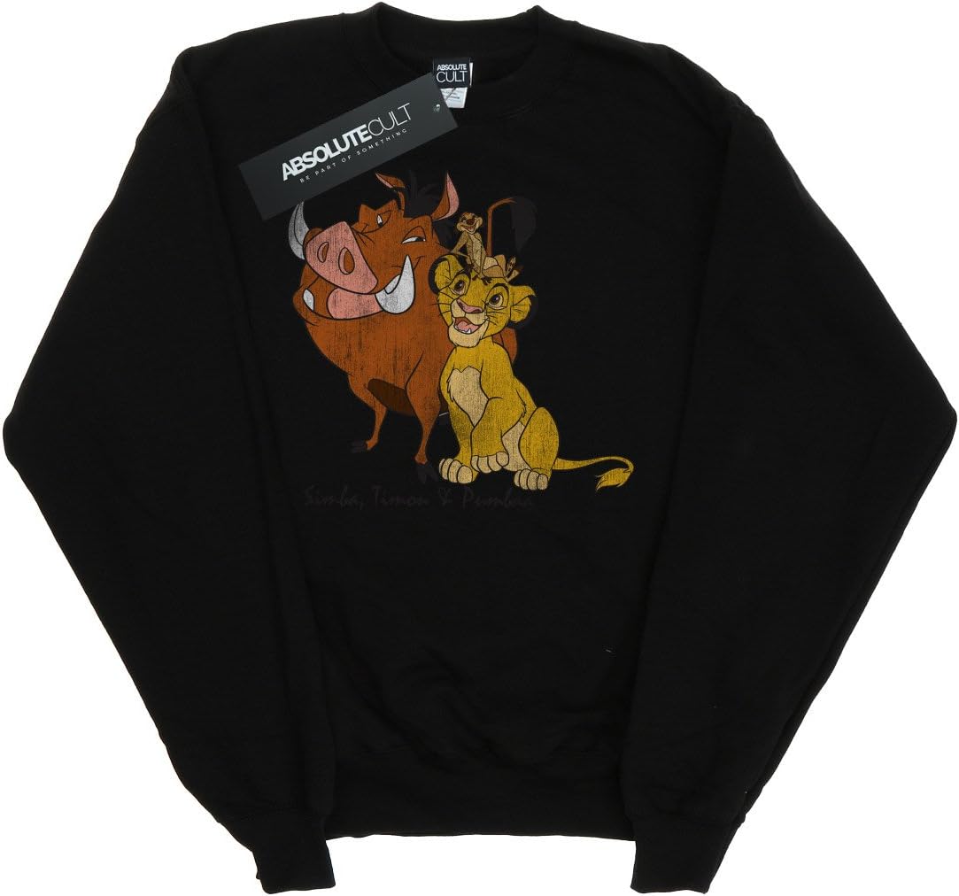 Disney Boys The Lion King Classic Simba, Timon and Pumbaa Sweatshirt 9-11 Years Black