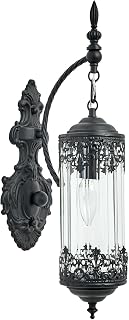 Rustic Glass Wall Sconce Mini Vintage Antique Gothic Wall Light Fixture Retro Farmhouse Mid Centry Lantern Wall Sconce for Bedroom, Hallway, Living Room, Mirror, Black, E12