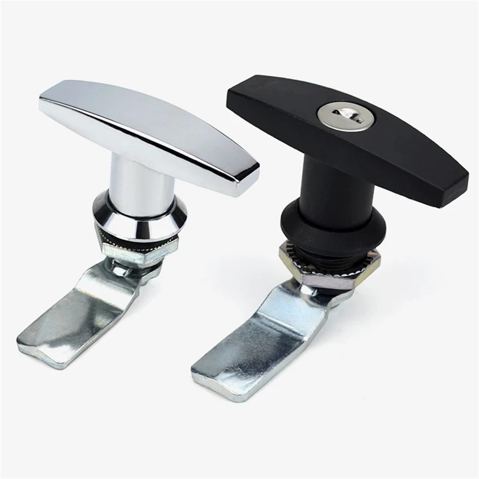 WPOIYHGBY Handle Lock Rear Fixing T Zinc Alloy Tool Box Garage Door with Keys Industrial Cinet for Trailer Caravan Canop 1Pcs(Black-Nokey)