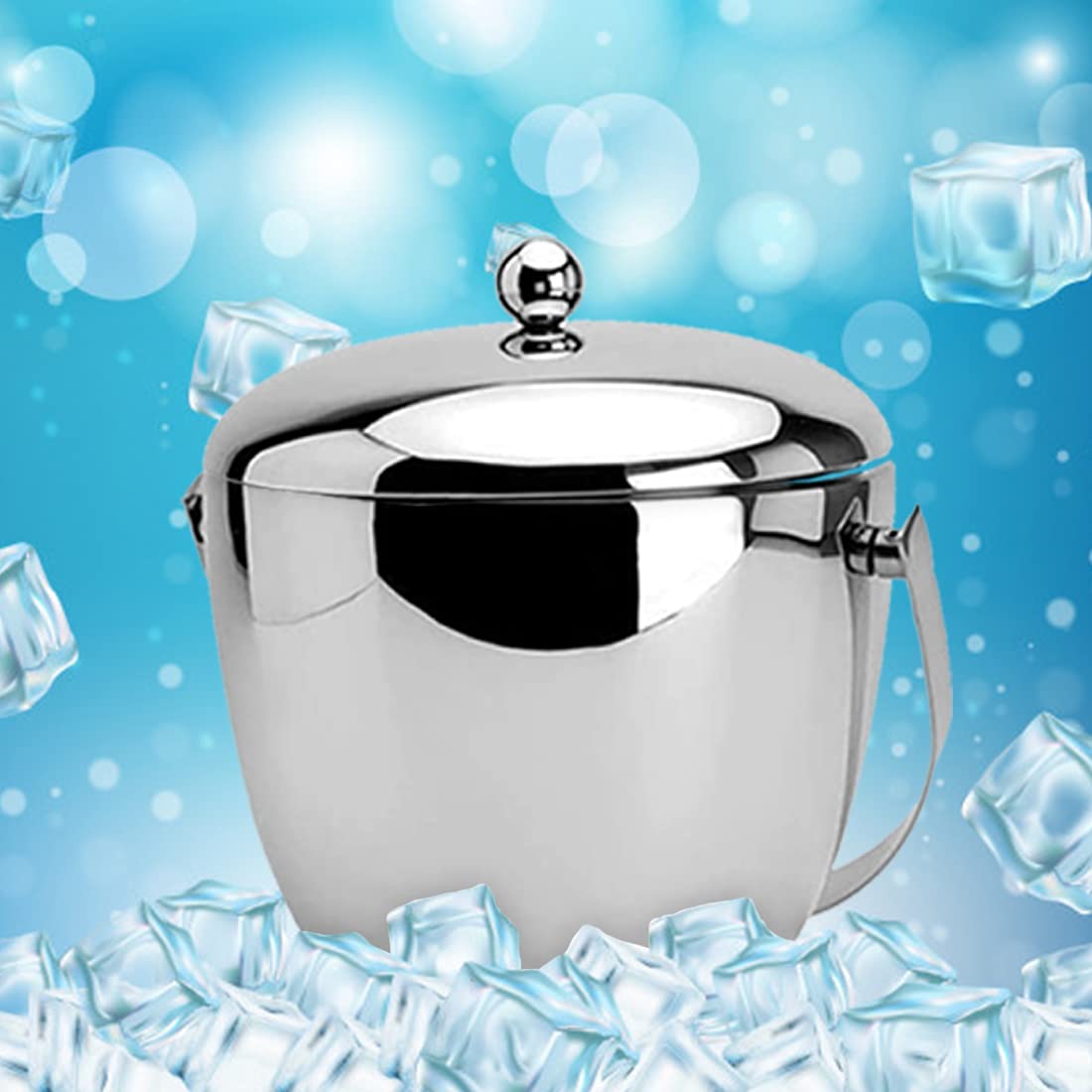 FnS Apple Double Walled Insulated Stainless Steel Ice Bucket with Ice Tong | Ice Bucket for Home, Bar & Parties | Keeps Ice Cold Longer | Wine, Champagne & Beverage Cooler 3
