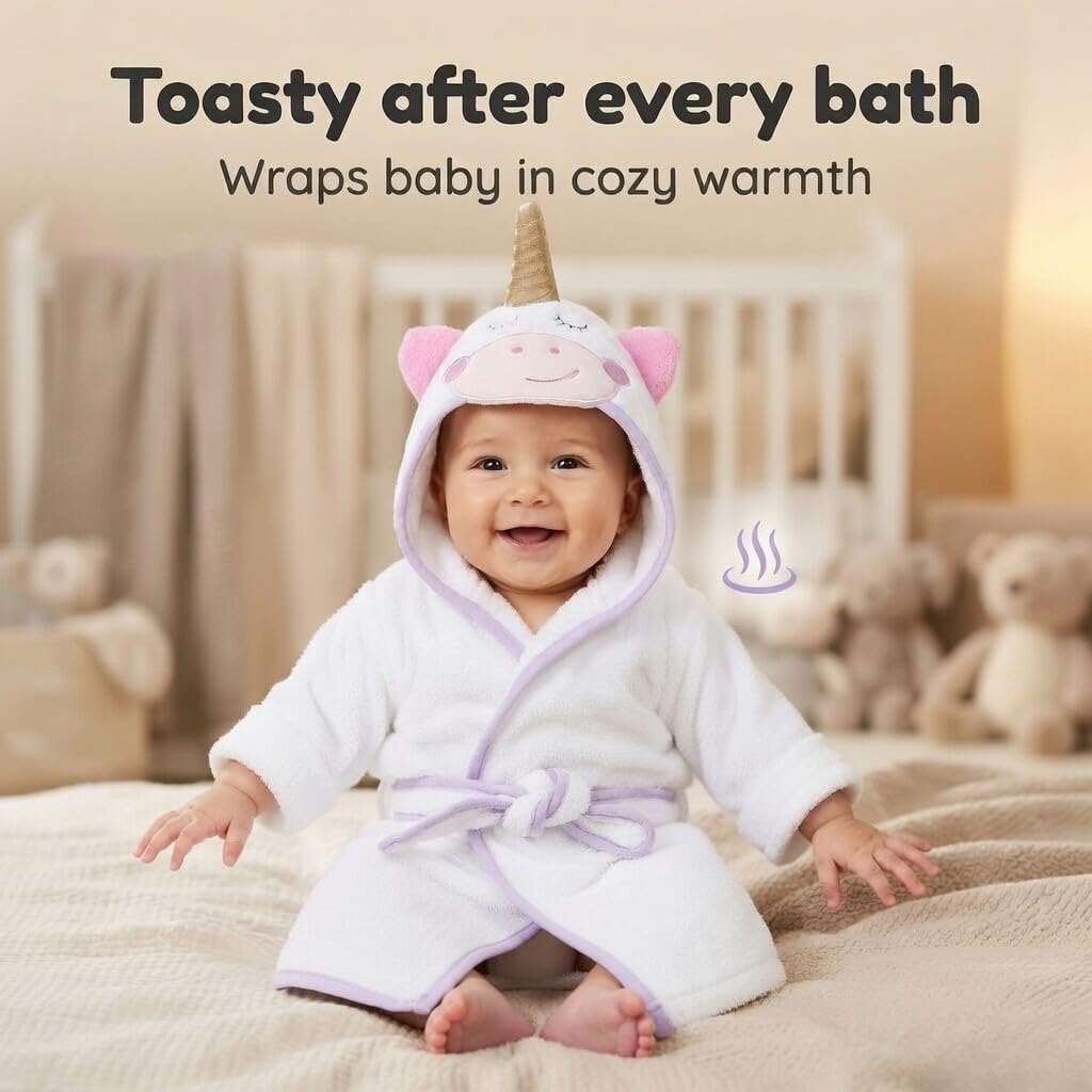 Unisex Grey Baby Fleece Robe with Hood for Boys and Girls Ages 0-9 Months by Everyday Kids