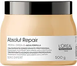 L'Oréal Professionnel Máscara Capilar Absolut Repair, Tratamento Capilar Proteico Para Nutrição Profunda, Hidrata, Repara Danos e Acrescenta Brilho, Para Cabelos Secos e Danificados, 500g