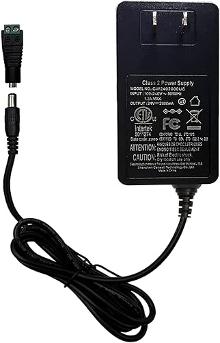 GIDEALED Fuente de alimentación de 24 V CC, fuente de alimentación de 24 V 2 A, adaptador de 48 W para tira de luz LED COB con transformador de