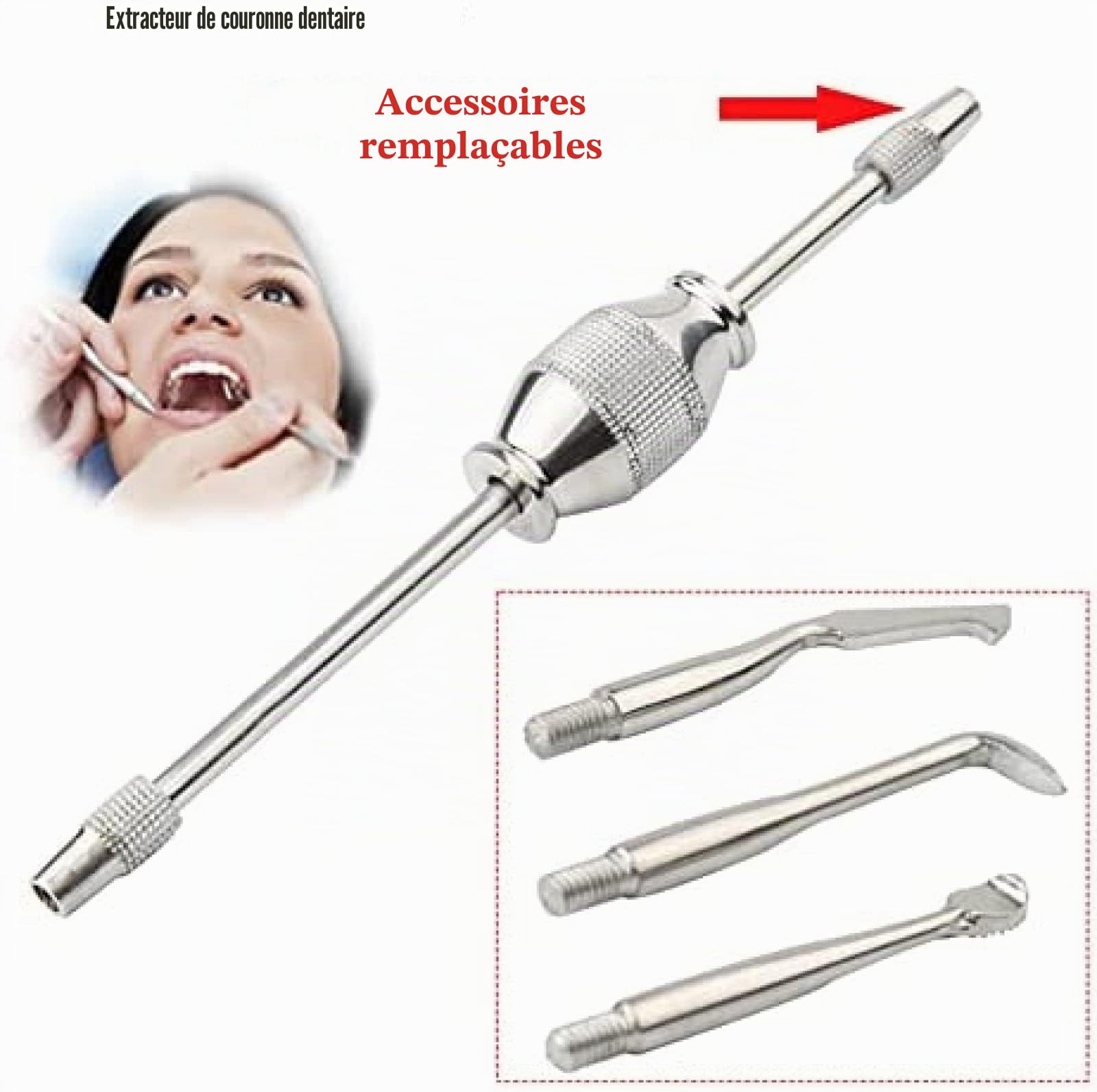 Extracteur automatique de couronne, extracteur de pont dentaire, en acier inoxydable durable avec 3 points d'attache pour équipement dentaire de laboratoire dentaire