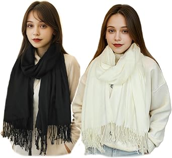 Sumato Scarf for Women Fall Winter Lightweight Big Shawl Wraps Long Women Scarves Warm Cashmere Feel Classic Soft 2 Pack