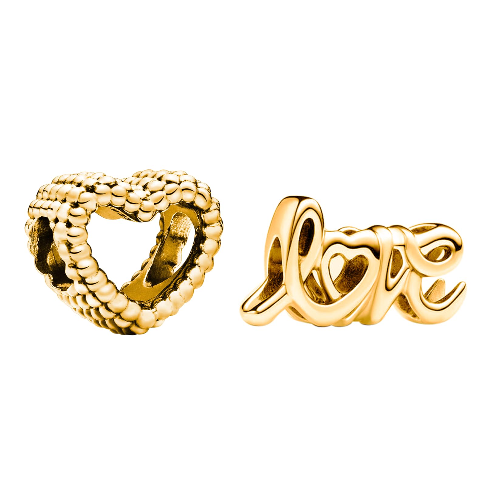 LaMenars Charms Gold Dangle 925 Sterling Silver Vergoldet Anhänger mit Zirkonia passt Europa Charm Armband Halskette, Geschenke für Frauen