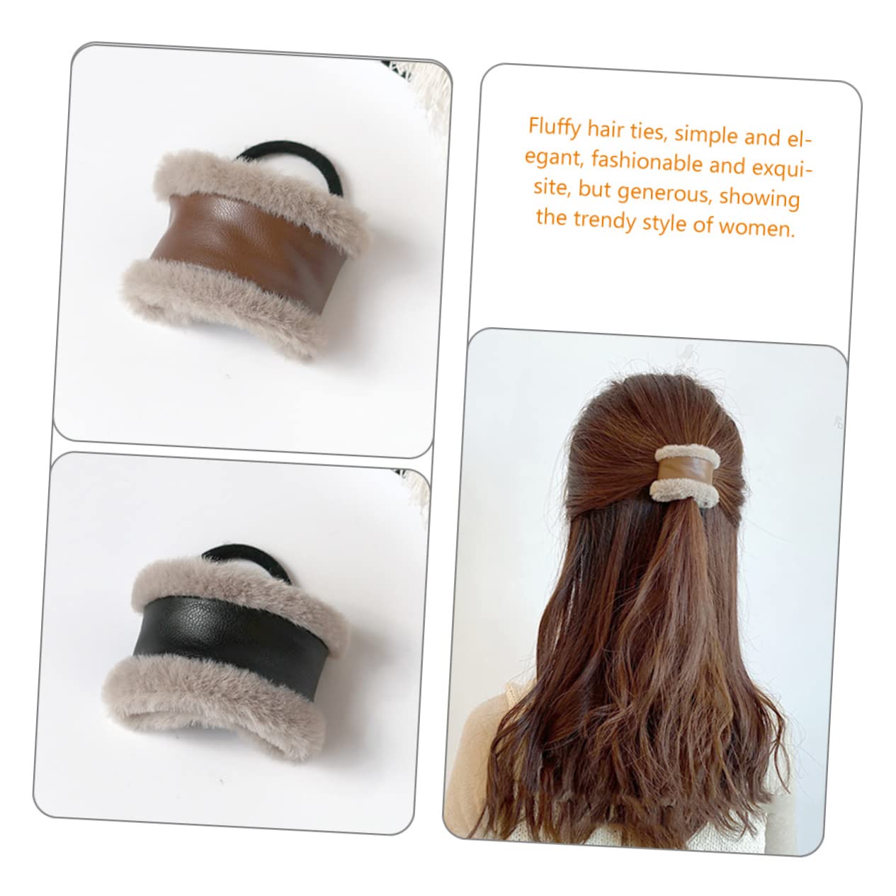 Healeved 10piezas Ponytail Holder De Pu Cuero Elegante Accesorios De Pelo De Pluma Para Mujeres y Adolescentes