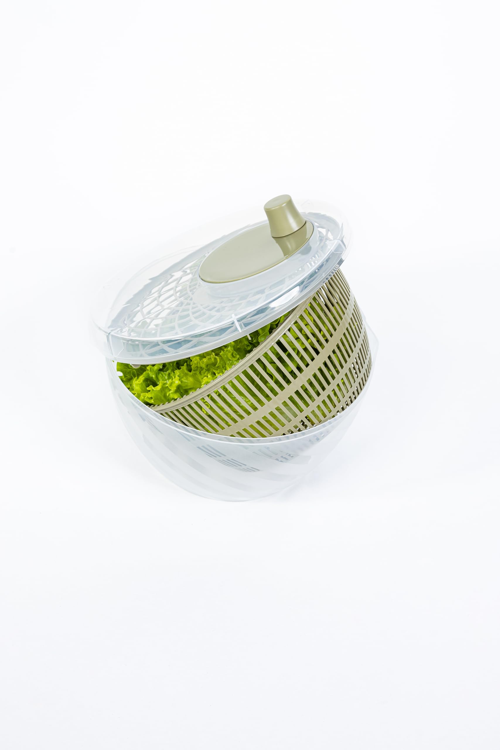 BranQ Home essential GreenSpin, ręczna wirówka do sałaty, warzyw, owoców lub ziół, pojemność kosza 6 l, wykonana z tworzywa sztucznego wolnego od BPA, wymiary: 26 x 26,5 x 17,5 cm