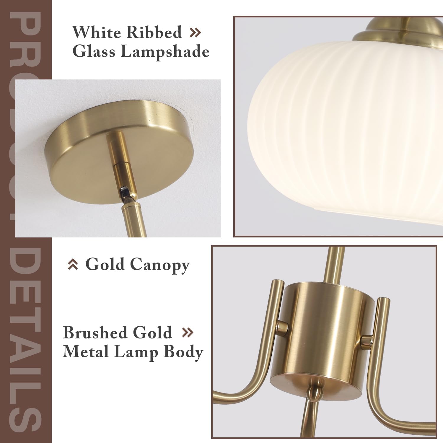 KCO Lighting 3 Light Milk Glass Chandelier Gold Sputnik Ceiling Light Fixture Frosted Glass Globe Chandelier Modern Dining Room Ceiling Pendant Light Fixture