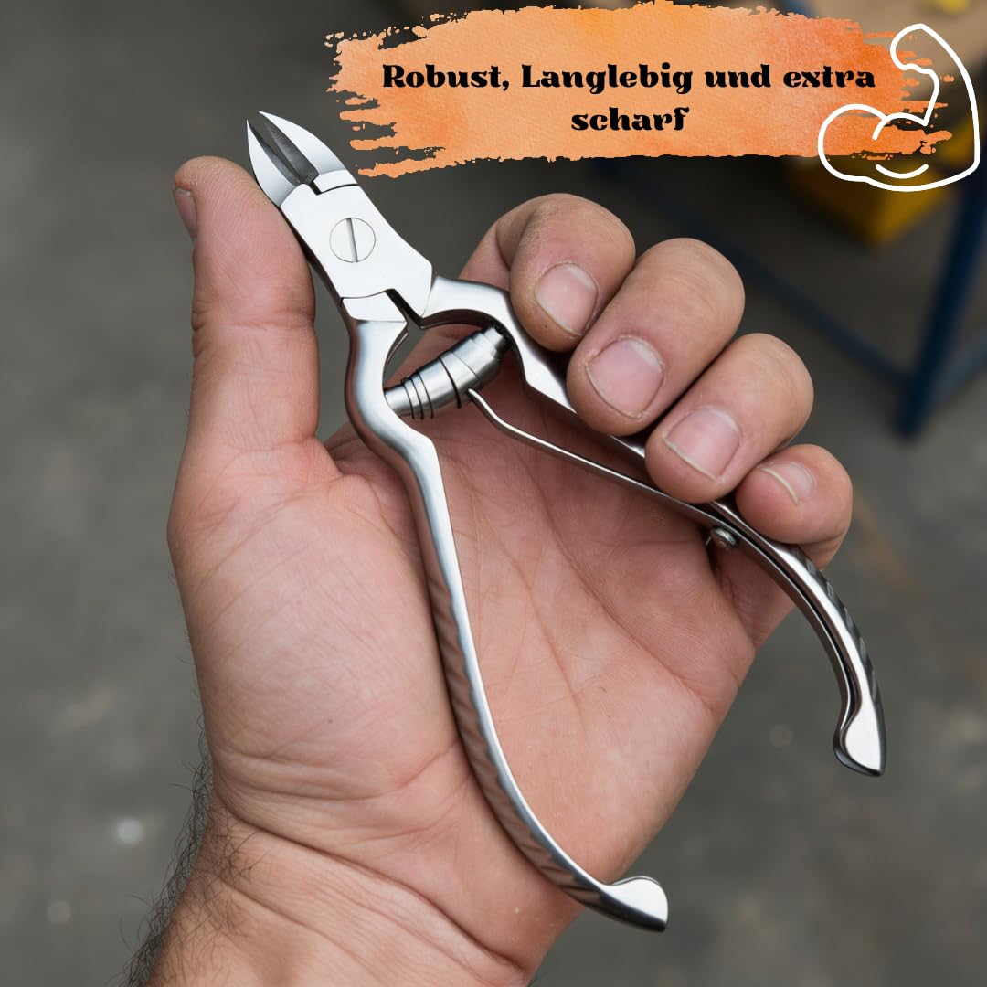 Masako Nagelzange für dicke Fußnägel Edelstahl 14 cm – Profi Fußnagelzange aus Edelstahl & rutschfestem Griff | extra scharf, rostfrei, langlebig – für harte Zehennägel, professionelle Qualität