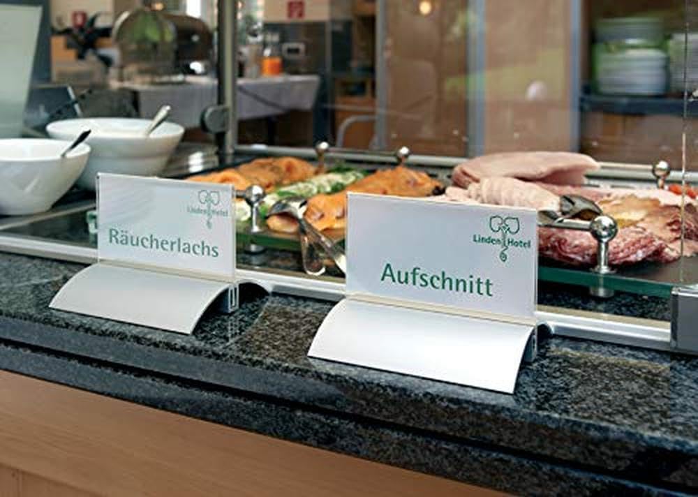 Portanome Da Tavolo Desk Presenter De Luxe - Doppio Set In Acrilico Trasparente Con Base Alluminio - Foto 12