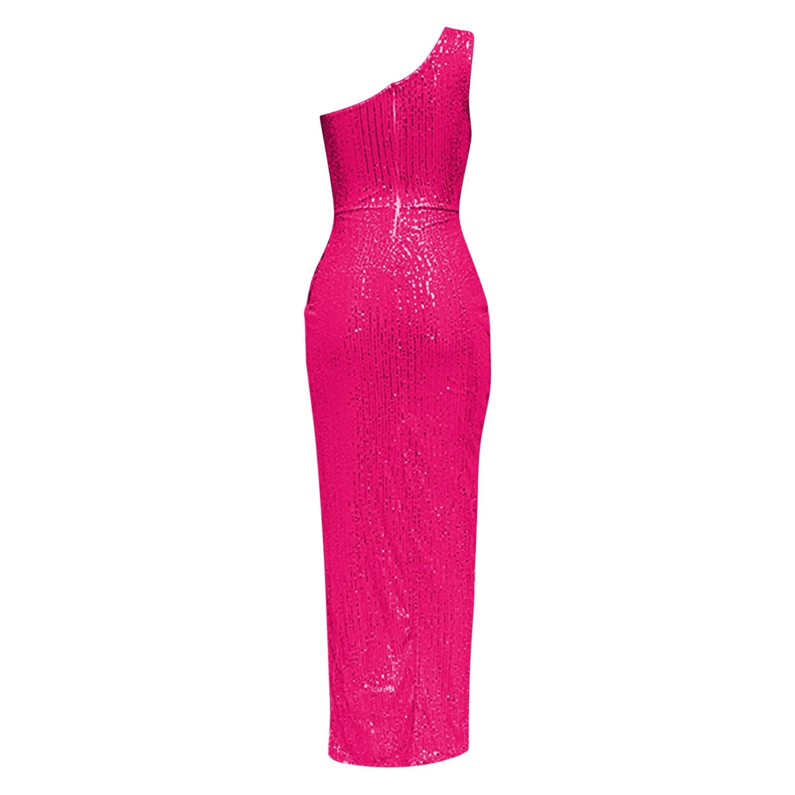 Damen-Kleid mit schulterfreiem Pailletten, ärmellos, geschlitzt, rückenfrei