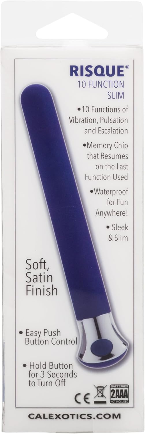 CalExotics Risque 10-Function Slim Bullet Vibrator Adult Sex Toy - Blue