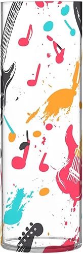 Jarrones cilíndricos de roca musical retro para flores, 11.8 x 3.9 pulgadas, estética, mesa de comedor, estantería, decoración de biblioteca