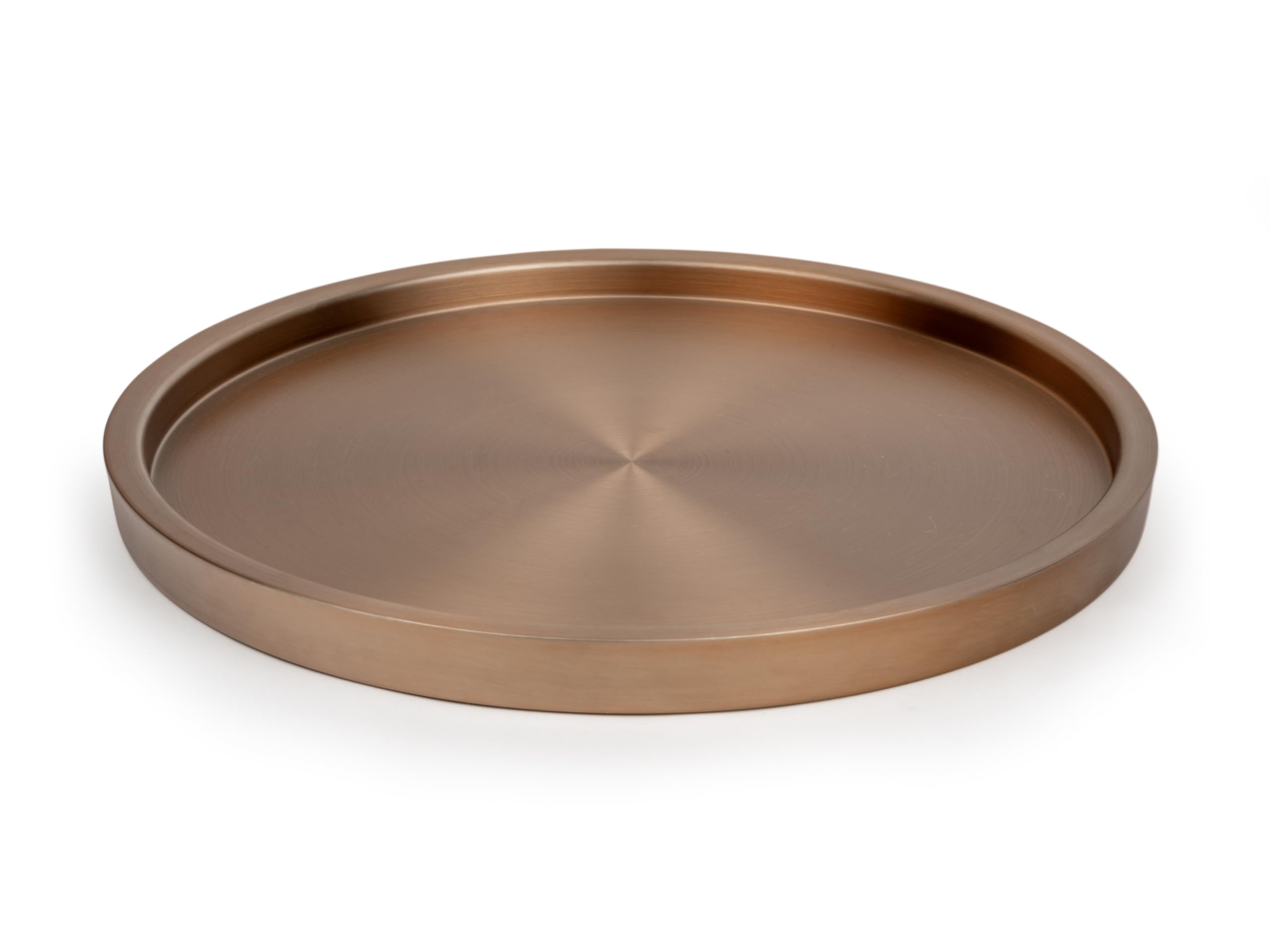 Bredemeijer Large Round Serving Tray Diameter 38 cm – Bronze Kitchen Tray with High Rim – Metal Tray – Ideal for Serving Drinks