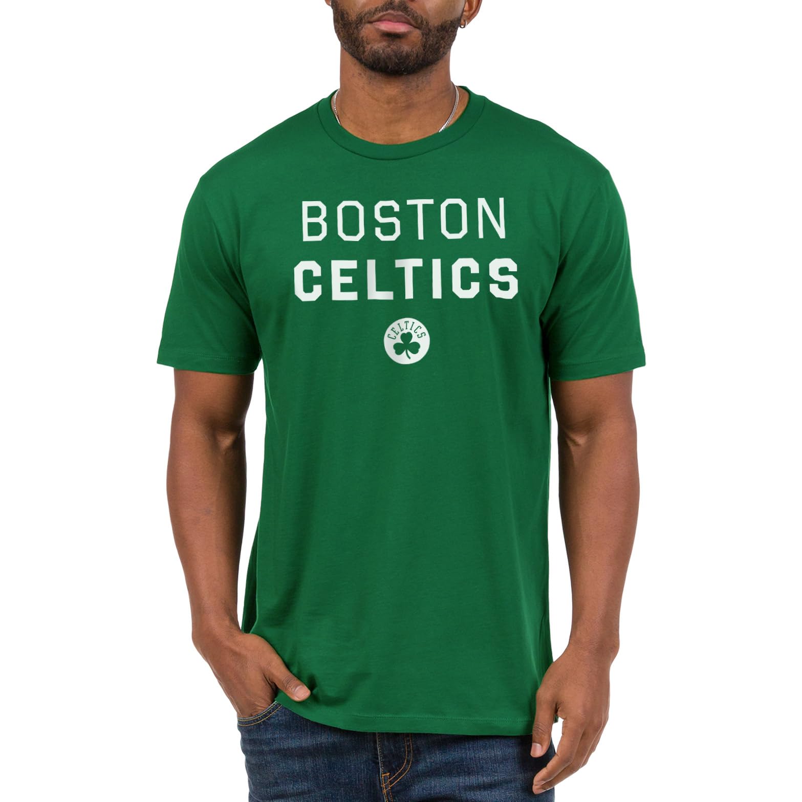 Junk Food NBA - Core Stacked Adult SS T-Shirt, Kelly Green