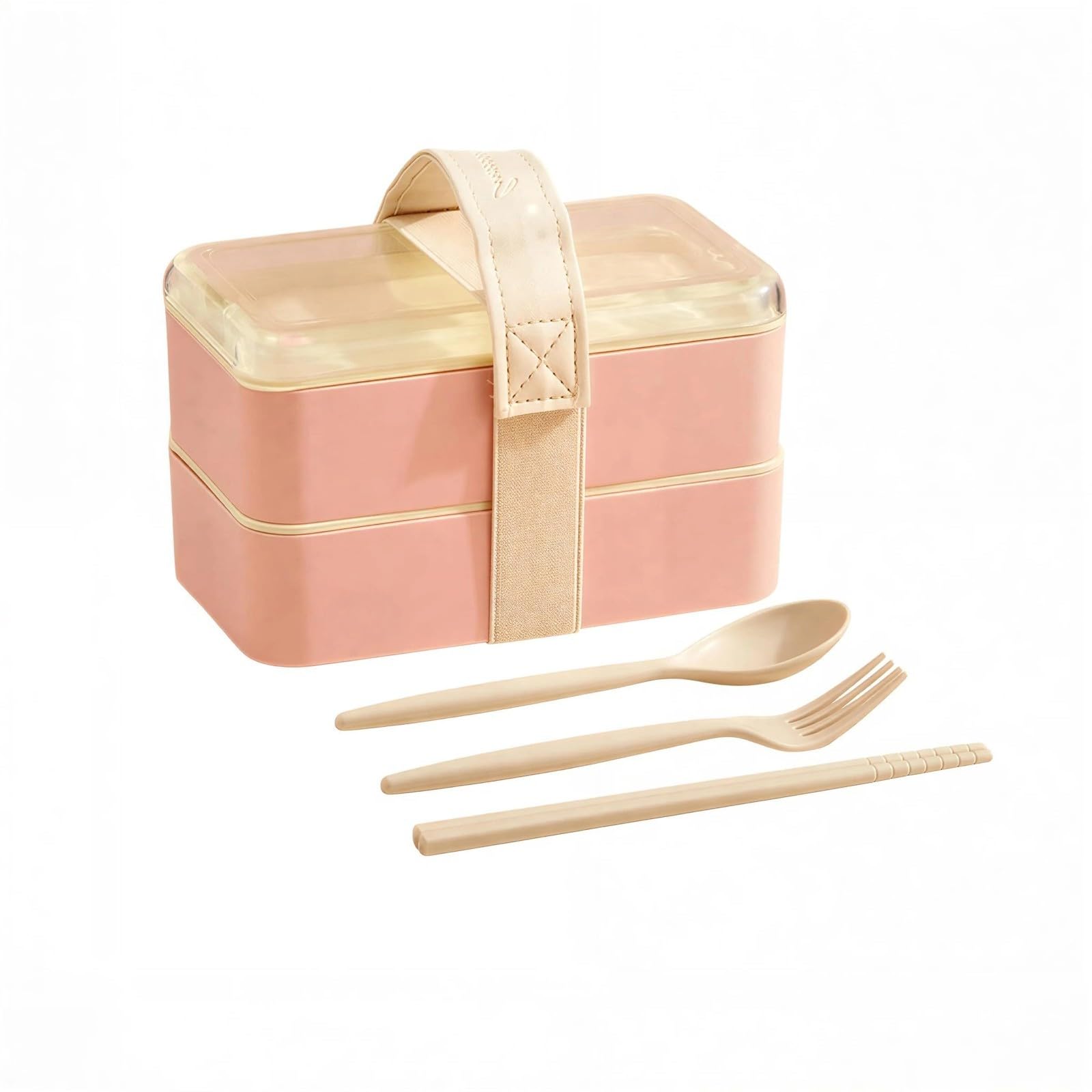 Snorvixre Portable Bentos Box for Students and Leak Proof Microwave Safe Lunch Container Double Layer with Utensils Lunch Box
